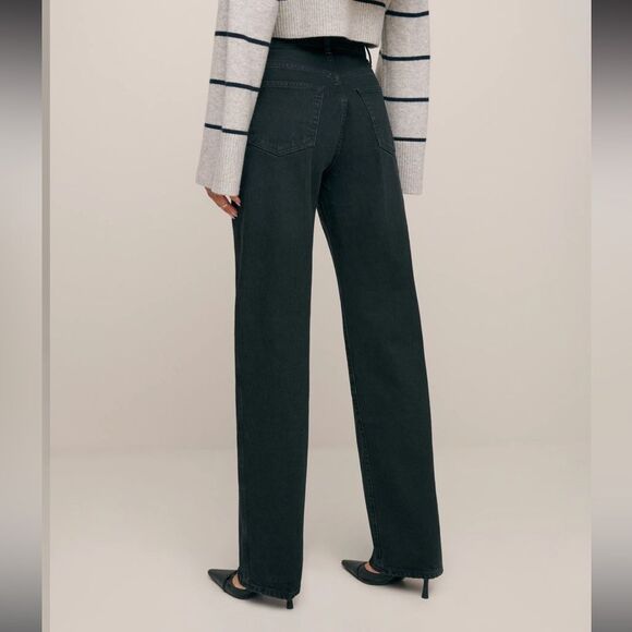 Reformation Val 90s Mid Rise Straight Jeans Black 30 - Picture 2 of 10